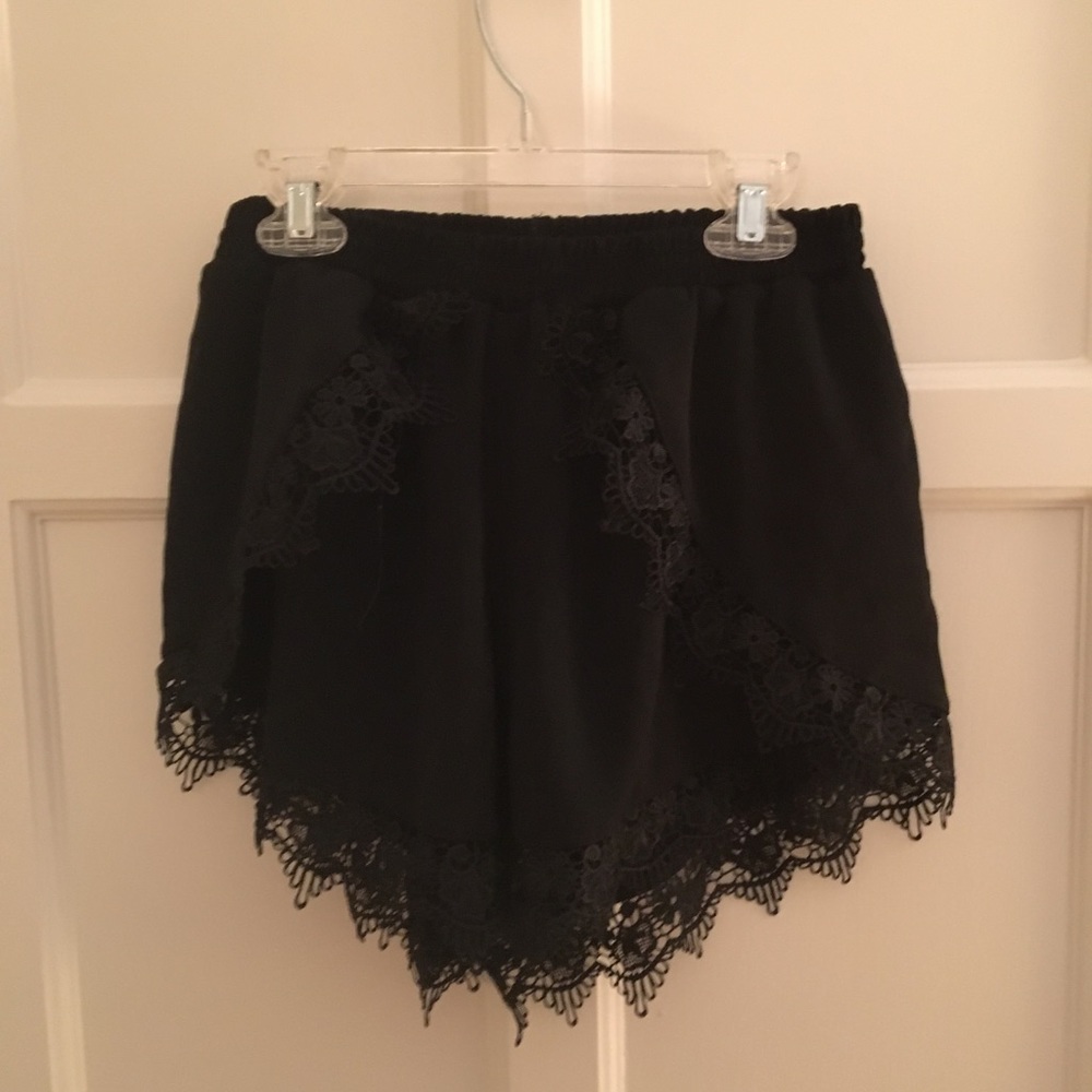 Black lace shorts